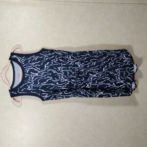 09162 Athleta teal blue & white stretch tech fabric sleeveless dress S